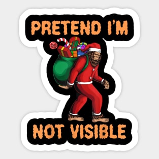 Bigfoot Pretend I'm Not Visible Santa Christmas Sticker